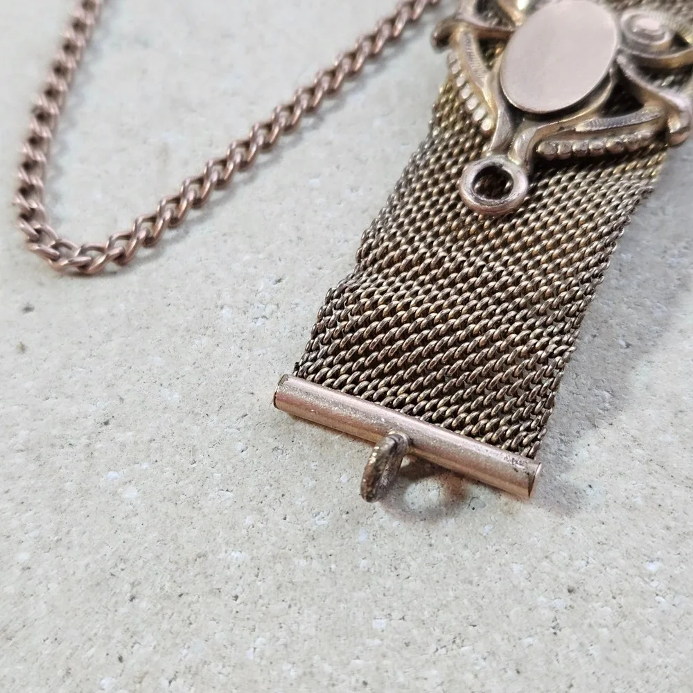 Antique Edwardiann Hum‎ & Co Gold Fill Mesh Pocket Watch Fob Clip Patent 1903